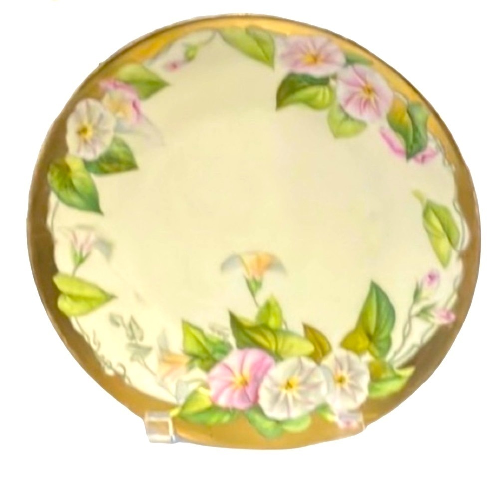 Hand Painted 8 Inch + Floral Gold-colored Rimmed Signed Stamped Plate Bavaria